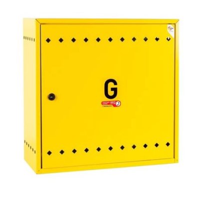 Skrzynka gazowa, 450x450x250, naście., metalowa, z płaskim daszk. - żółta (na gazom. g4/g6 bez redukt.) Webapo 06-25-0450-51